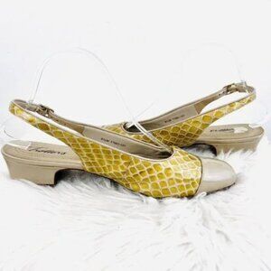 Trotters Reptile Skin Textured Slingback Heels ~ Siize 10S AAA